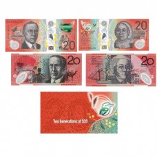 AUSTRALIA 2019 . TWENTY 20 DOLLARS . TWO GENERATION BANKNOTES . IN FOLDER